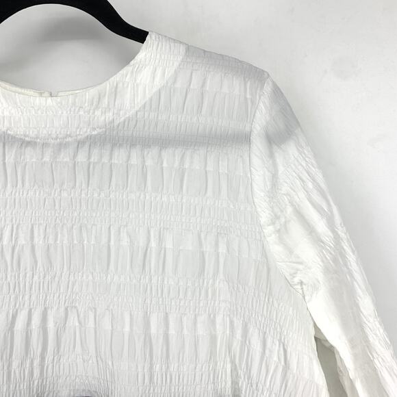 Niche Nilgun Derman 3/4 Sleeve Hi Low Crinkle Blouse Womens Sz M Black White - Picture 3 of 6